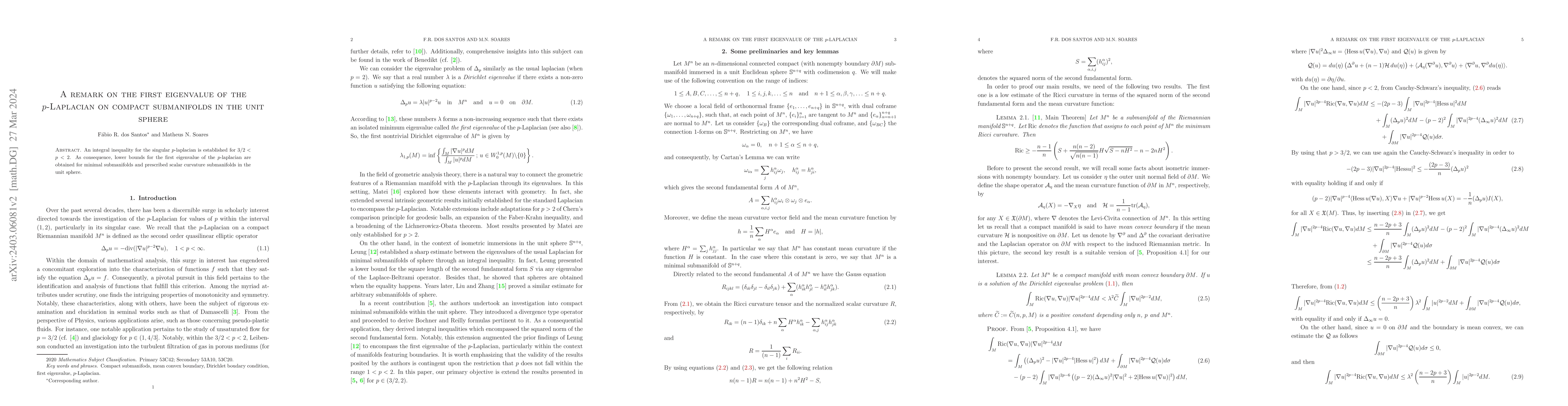 Thumbnail for A remark on the first eigenvalue of the p-Laplacian on compact
  submanifolds in the unit sphere