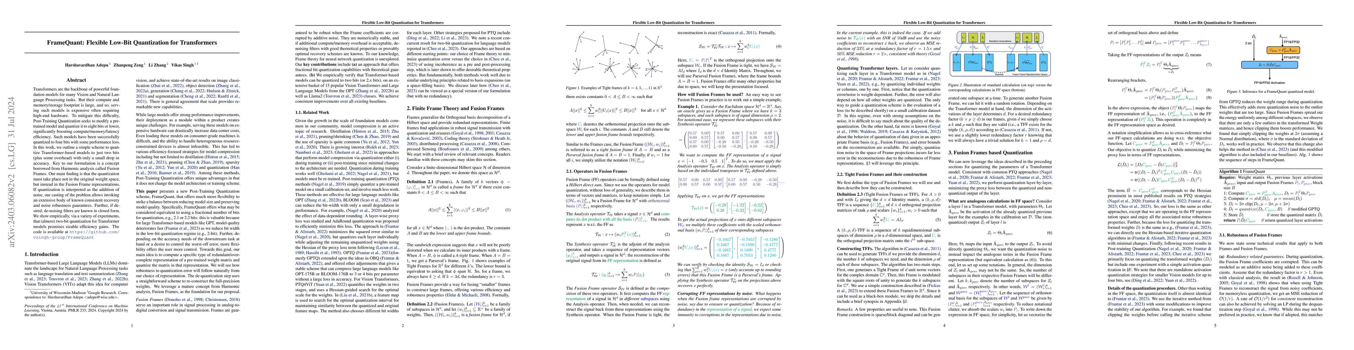 Thumbnail for FrameQuant: Flexible Low-Bit Quantization for Transformers