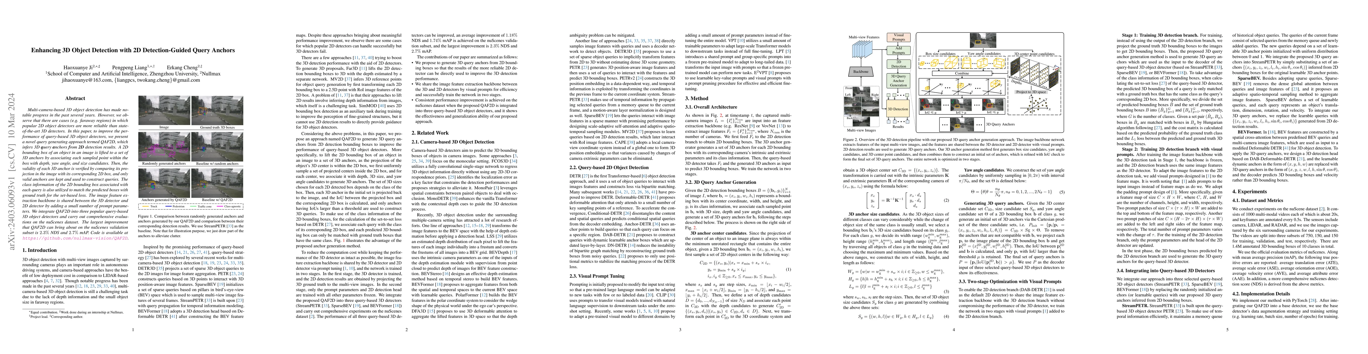 Thumbnail for Enhancing 3D Object Detection with 2D Detection-Guided Query Anchors