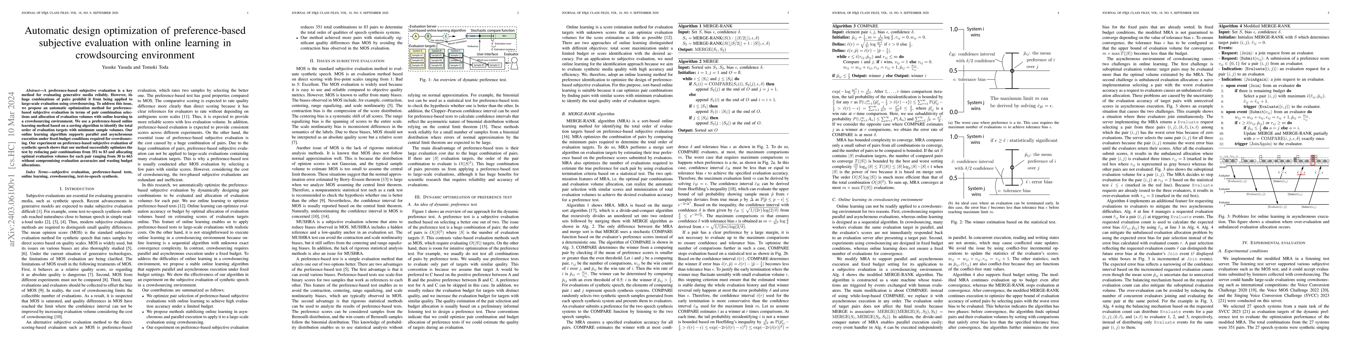 Thumbnail for Automatic design optimization of preference-based subjective evaluation
  with online learning in crowdsourcing environment