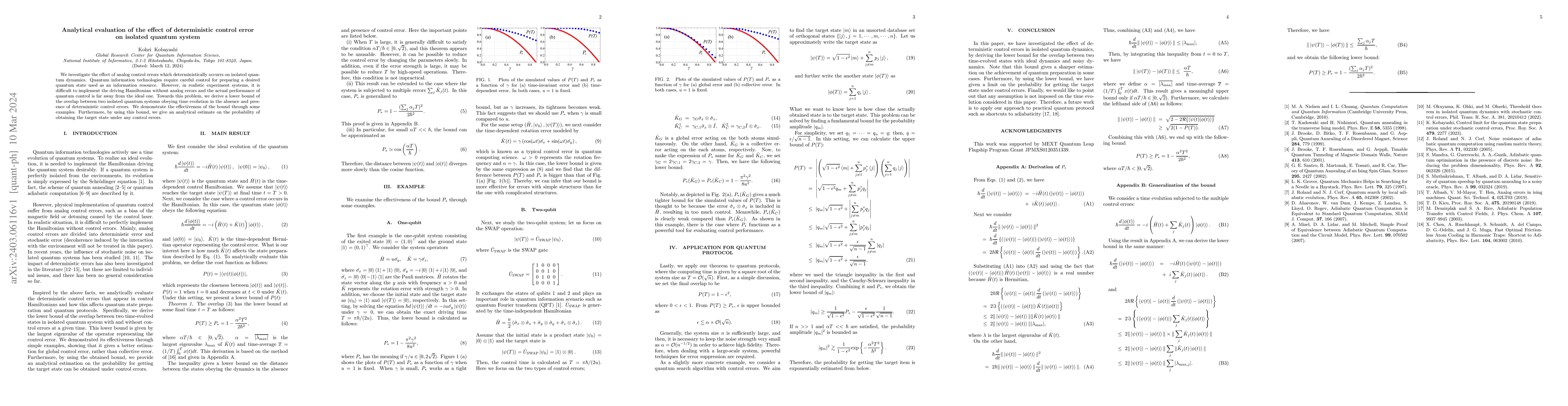 Thumbnail for Analytical evaluation of the effect of deterministic control error on
  isolated quantum system