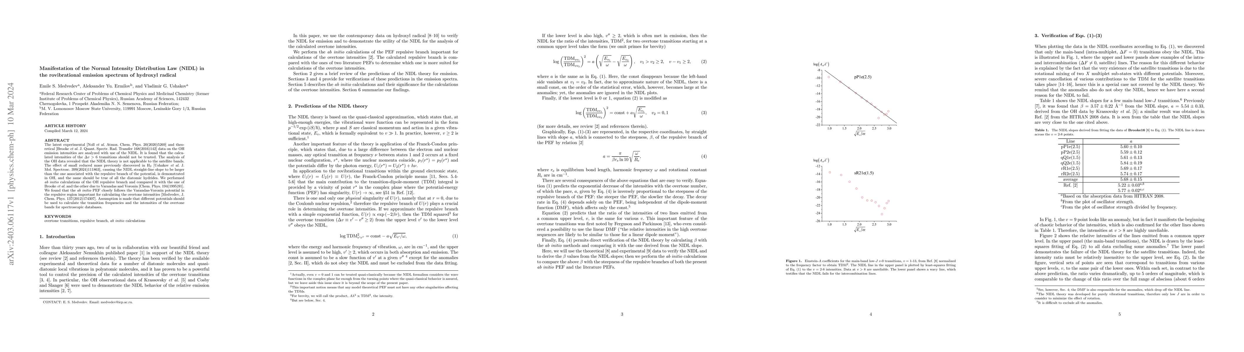 Thumbnail for Manifestation of the Normal Intensity Distribution Law (NIDL) in the
  rovibrational emission spectrum of hydroxyl radical