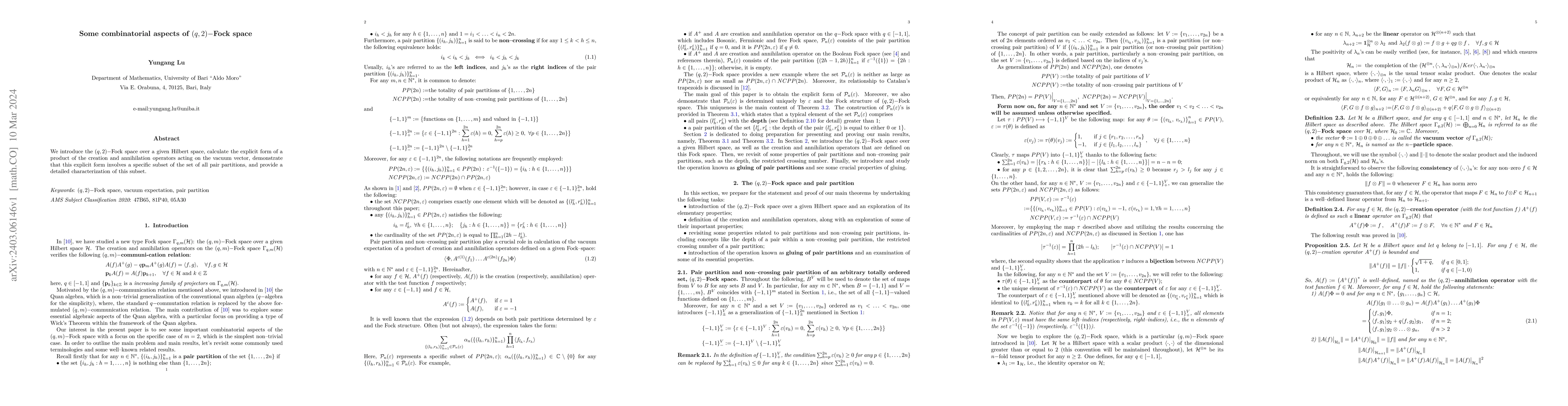 Thumbnail for Some combinatorial aspects of (q,2)-Fock space
