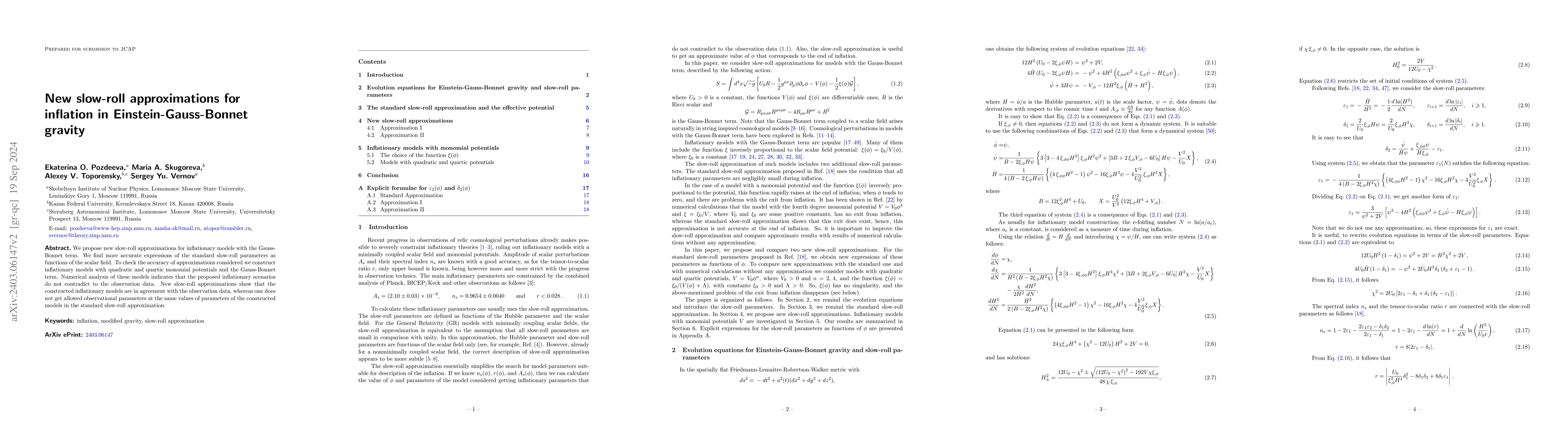 Thumbnail for New slow-roll approximations for inflation in Einstein-Gauss-Bonnet
  gravity