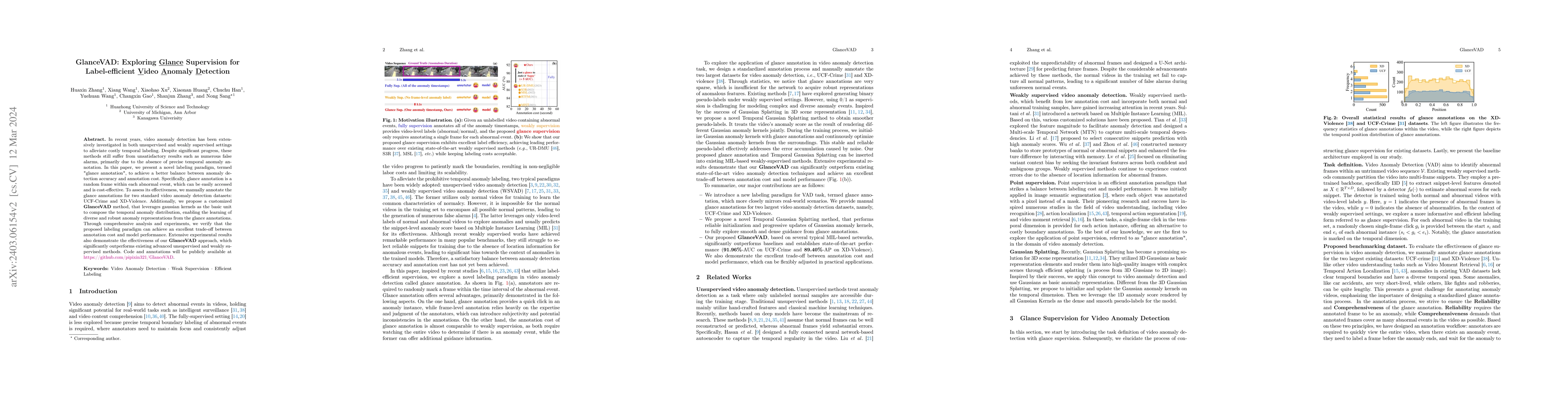Thumbnail for GlanceVAD: Exploring Glance Supervision for Label-efficient Video
  Anomaly Detection