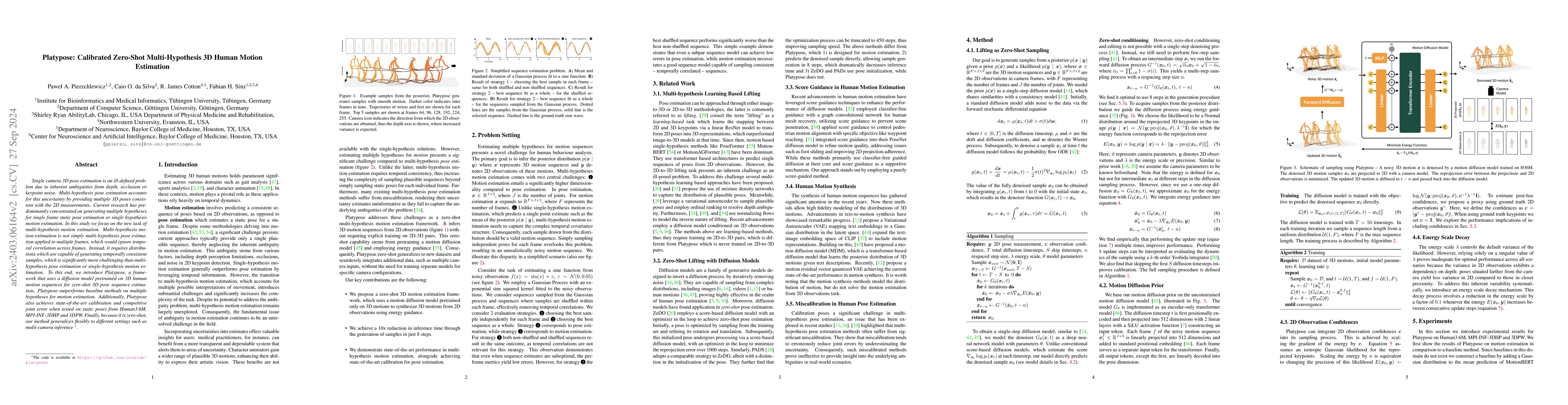Thumbnail for Platypose: Calibrated Zero-Shot Multi-Hypothesis 3D Human Motion
  Estimation