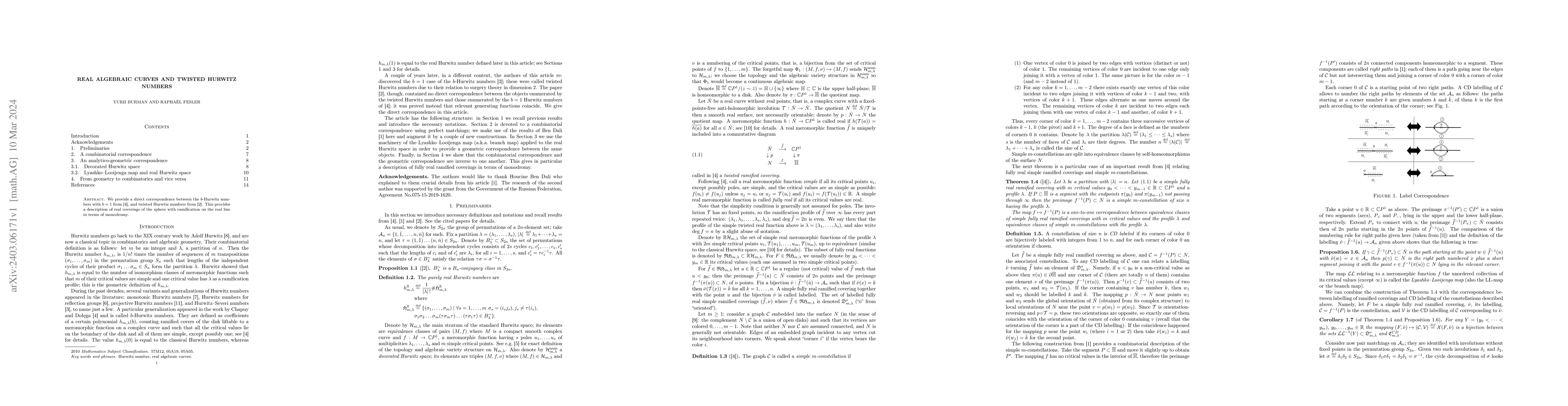 Thumbnail for Real algebraic curves and twisted Hurwitz numbers