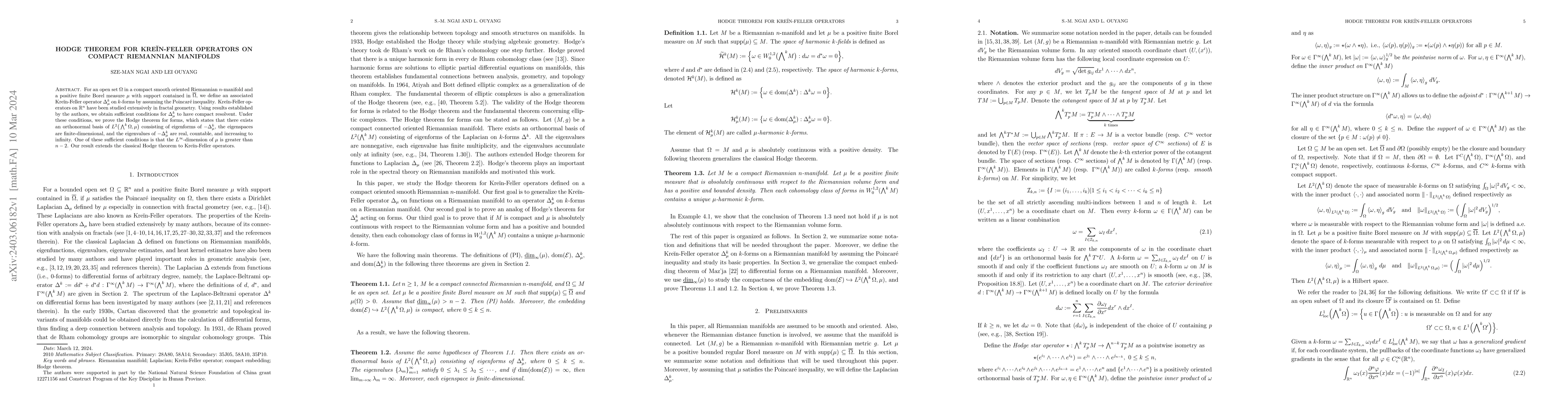 Thumbnail for Hodge Theorem for Krein-Feller operators on compact Riemannian manifolds