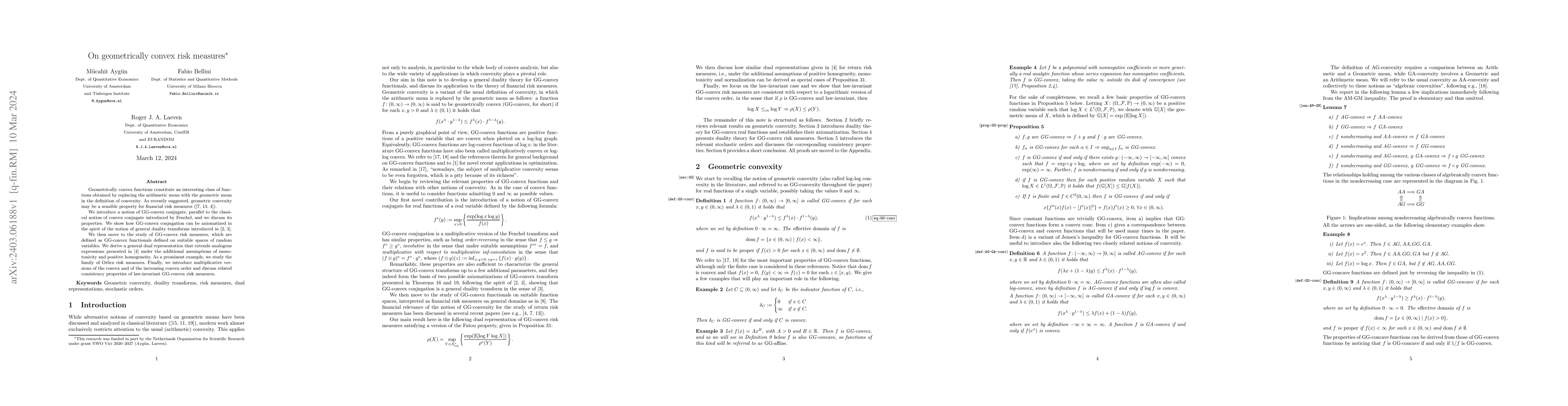 Thumbnail for On Geometrically Convex Risk Measures