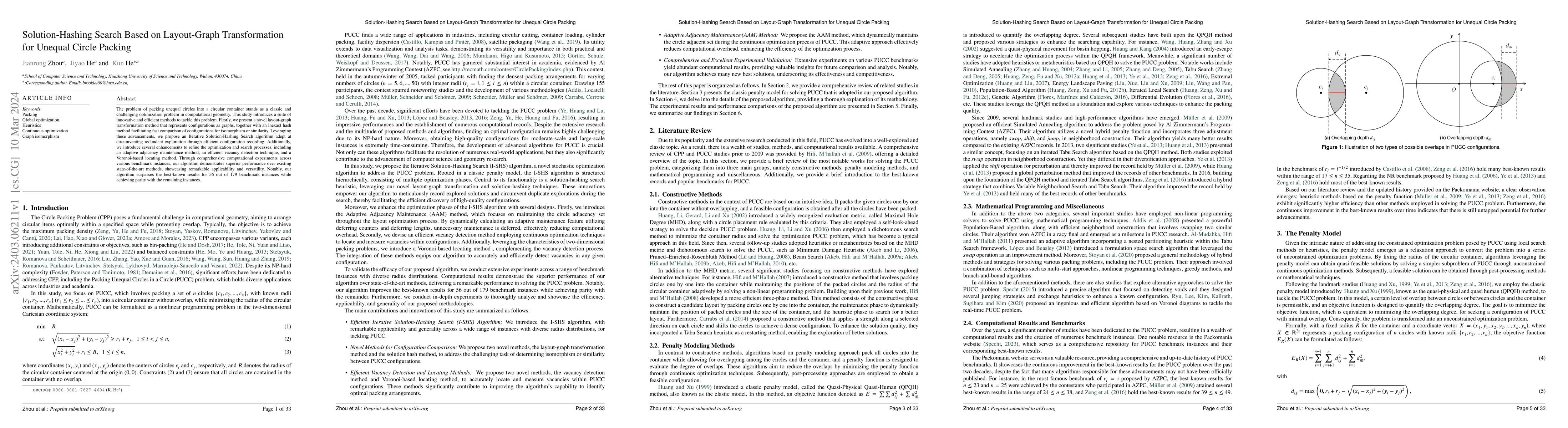 Thumbnail for Solution-Hashing Search Based on Layout-Graph Transformation for Unequal
  Circle Packing