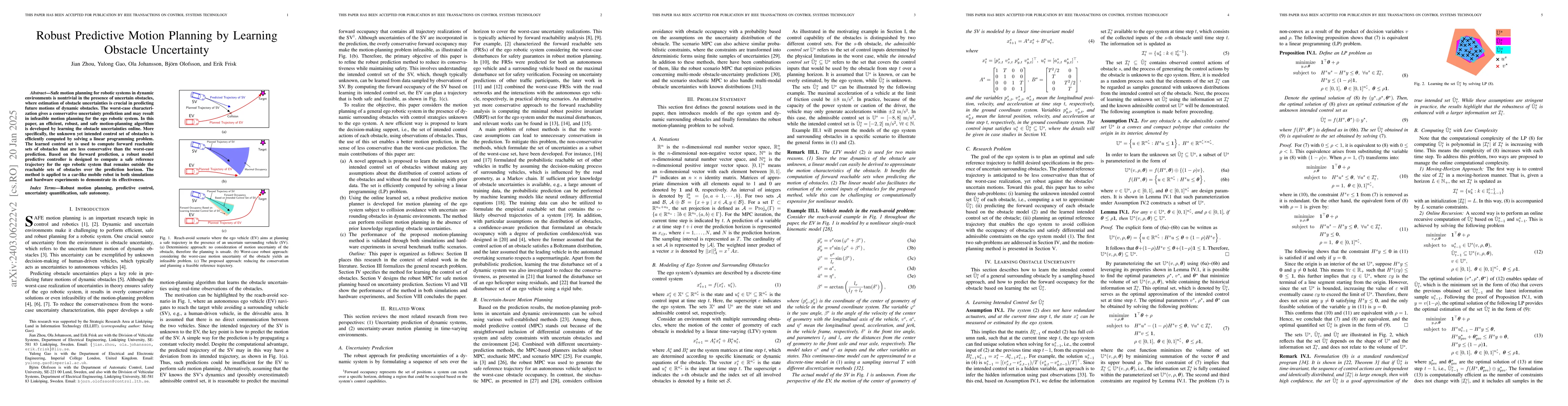 Thumbnail for Robust Predictive Motion Planning by Learning Obstacle Uncertainty