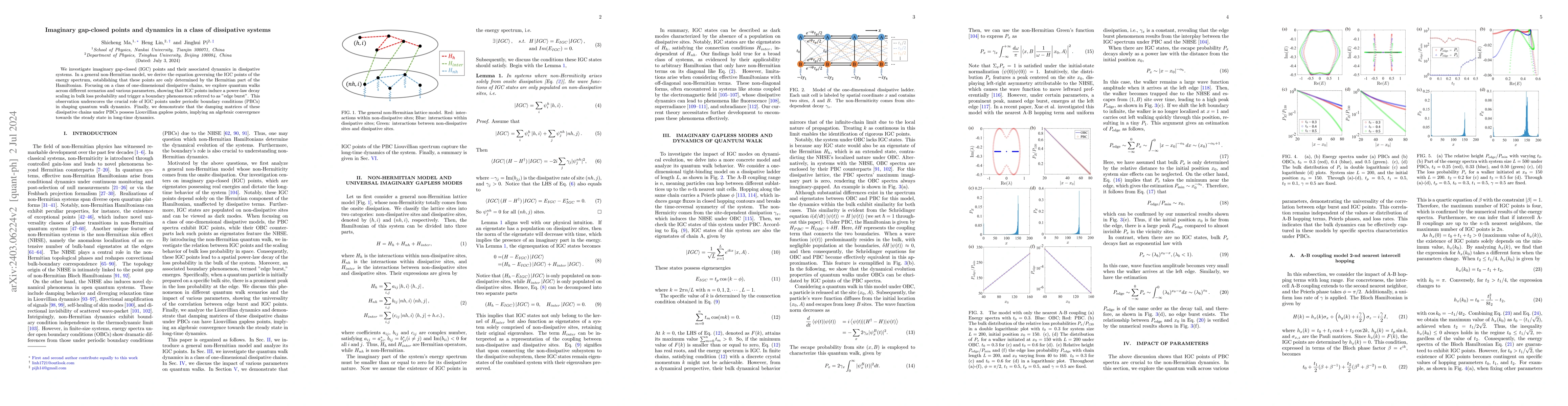 Thumbnail for Imaginary gap-closed points and dynamics in a class of dissipative
  systems