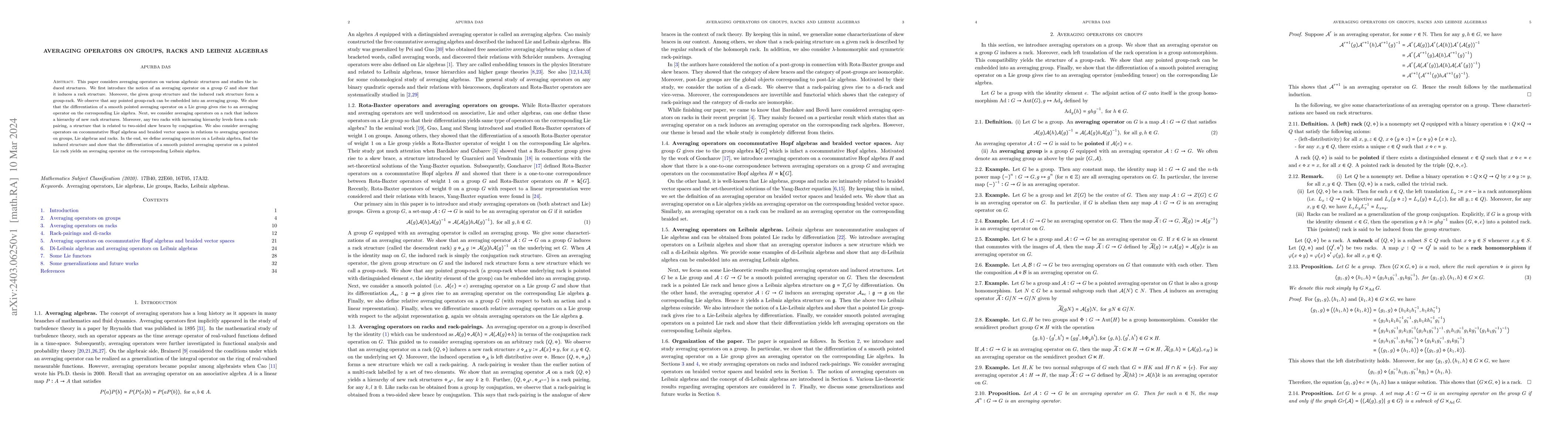 Thumbnail for Averaging operators on groups, racks and Leibniz algebras