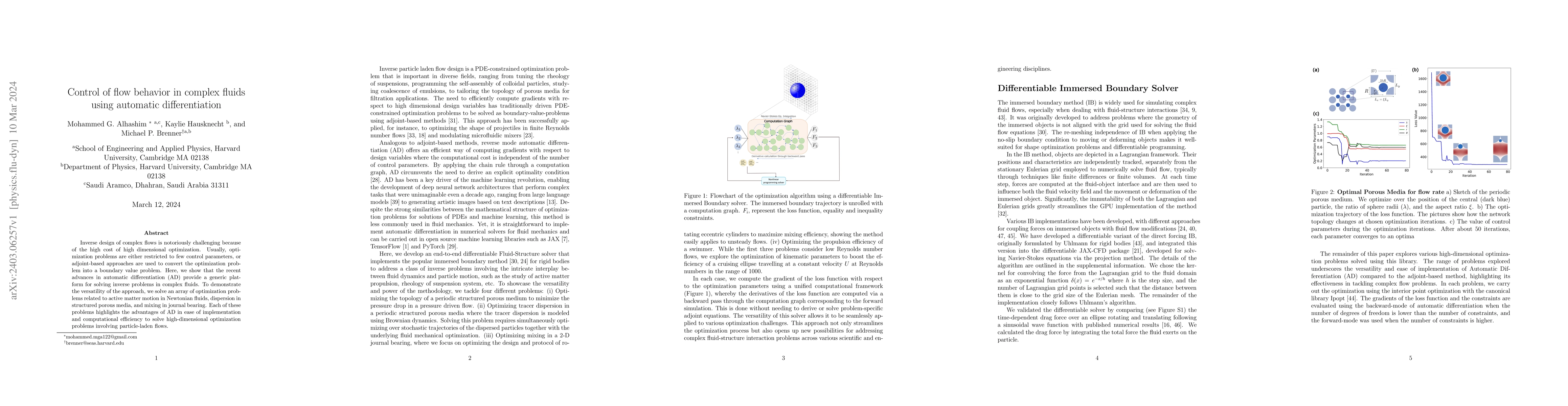 Thumbnail for Control of flow behavior in complex fluids using automatic
  differentiation