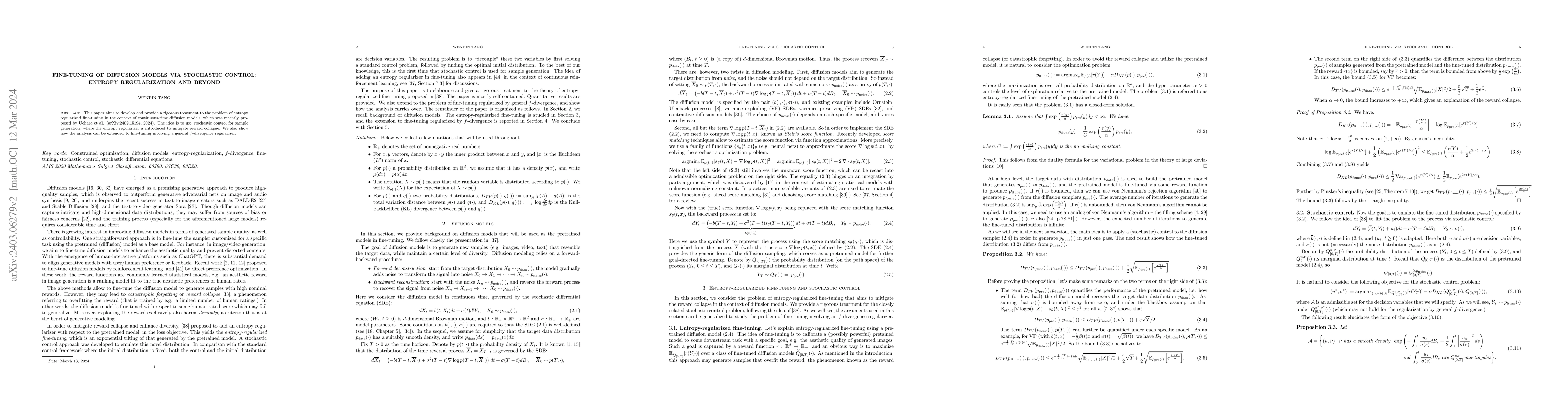 Thumbnail for Fine-tuning of diffusion models via stochastic control: entropy
  regularization and beyond