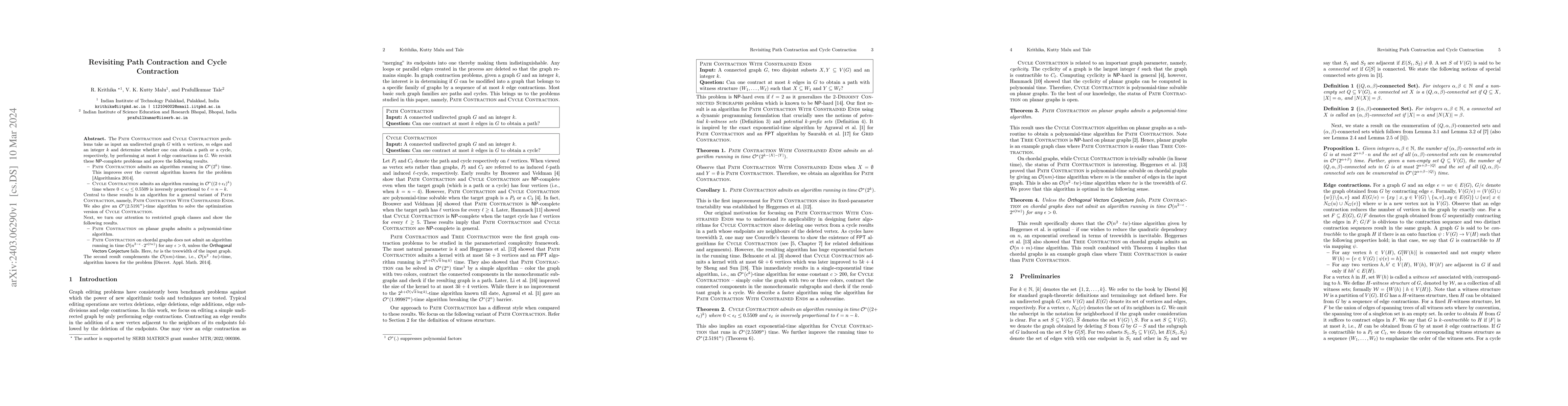 Thumbnail for Revisiting Path Contraction and Cycle Contraction