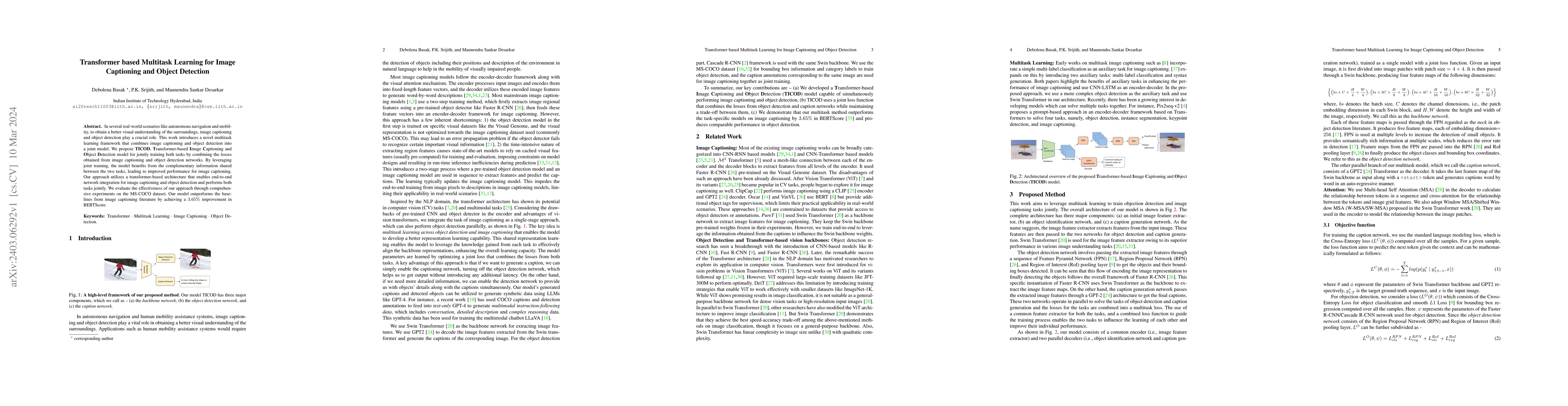 Thumbnail for Transformer based Multitask Learning for Image Captioning and Object
  Detection