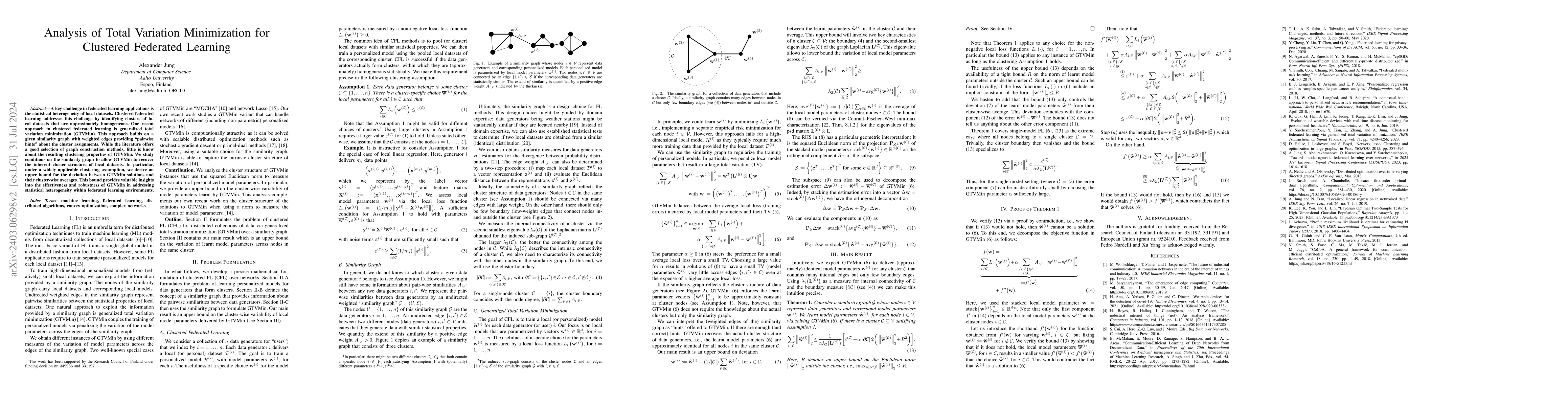 Thumbnail for Analysis of Total Variation Minimization for Clustered Federated
  Learning