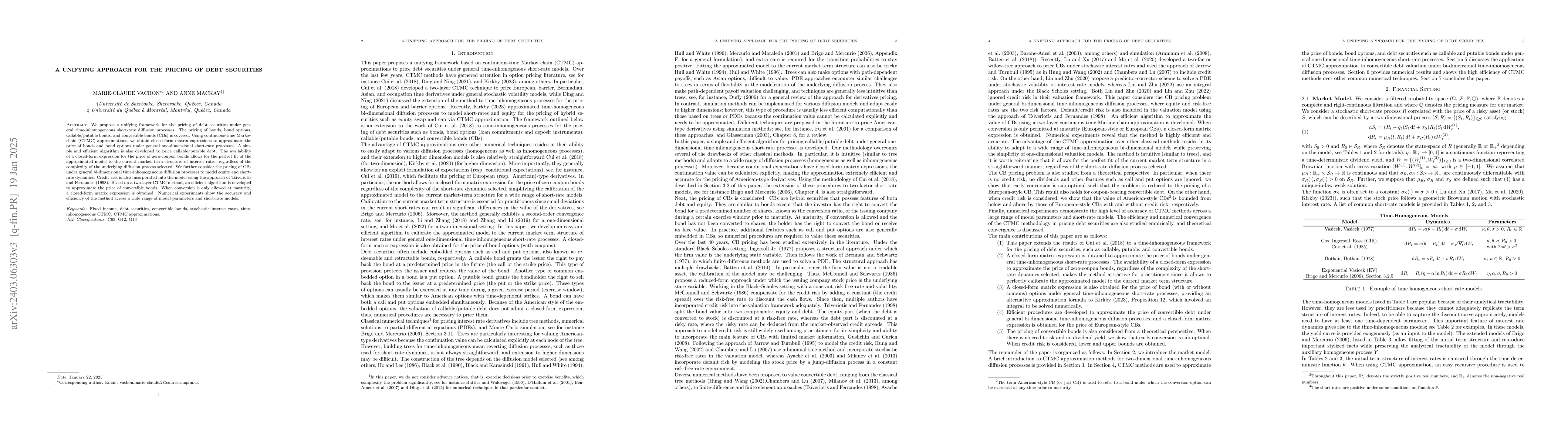Thumbnail for A Unifying Approach for the Pricing of Debt Securities