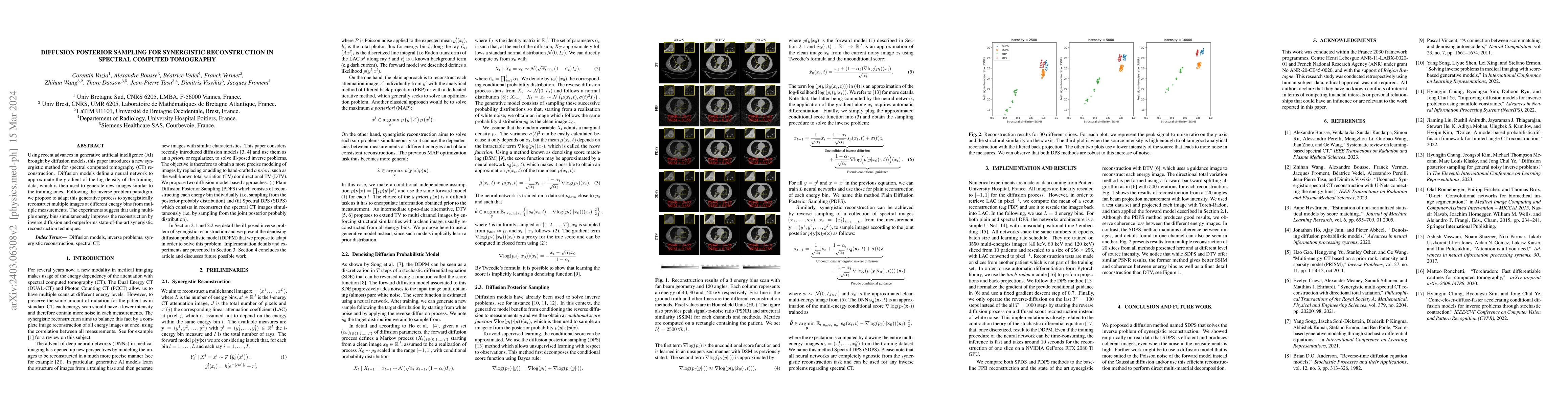 Thumbnail for Diffusion Posterior Sampling for Synergistic Reconstruction in Spectral
  Computed Tomography
