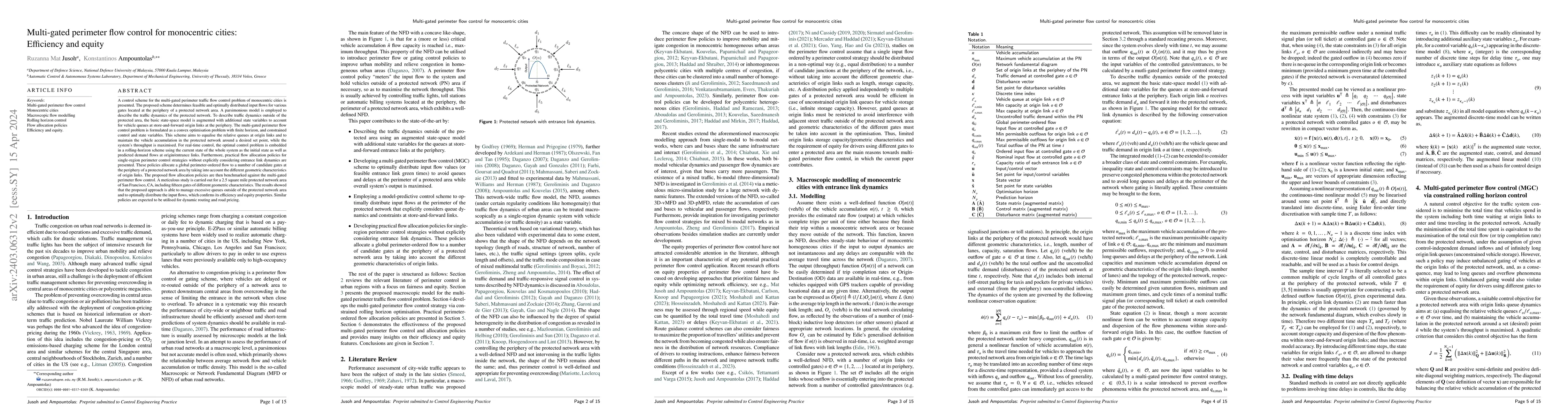 Thumbnail for Multi-gated perimeter flow control for monocentric cities: Efficiency
  and equity