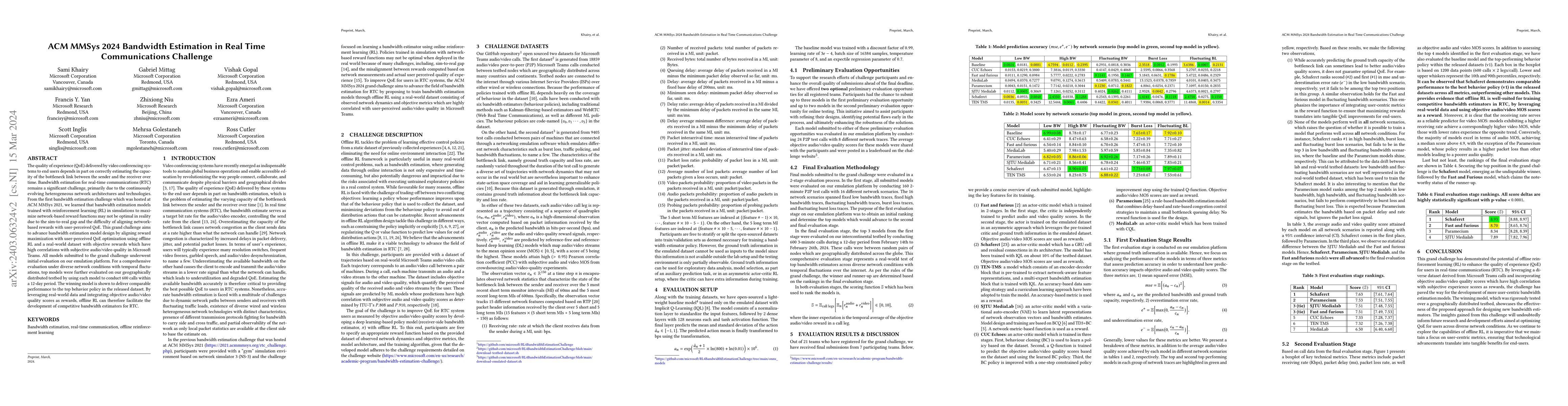 Thumbnail for ACM MMSys 2024 Bandwidth Estimation in Real Time Communications
  Challenge