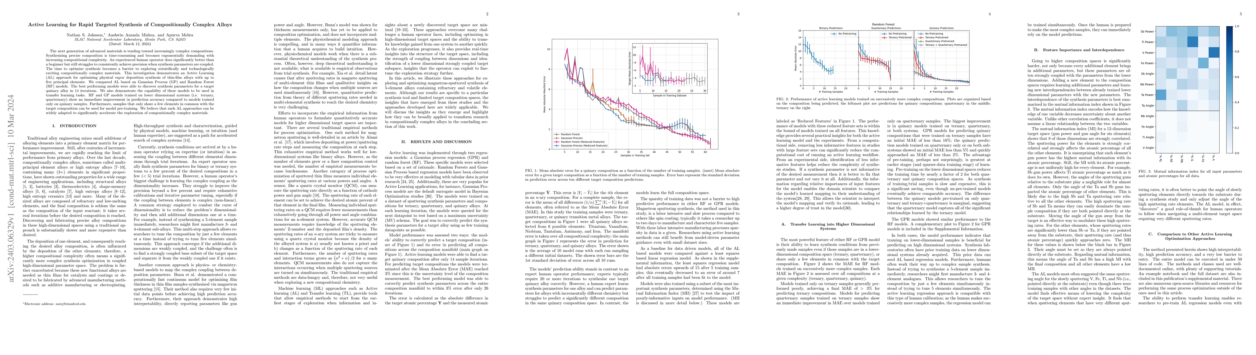Thumbnail for Active Learning for Rapid Targeted Synthesis of Compositionally Complex
  Alloys
