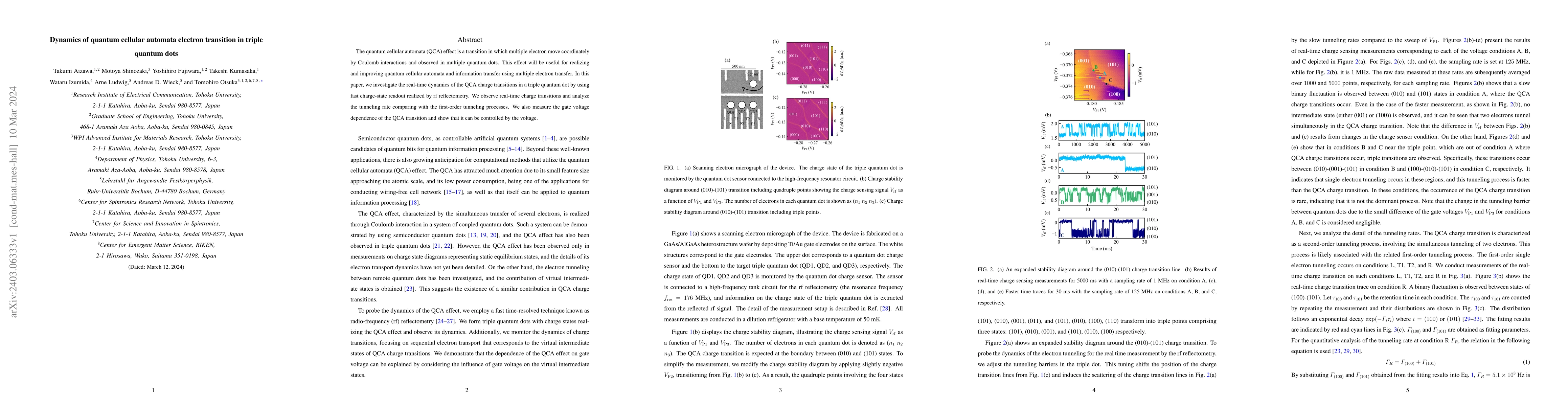 Thumbnail for Dynamics of quantum cellular automata electron transition in triple
  quantum dots