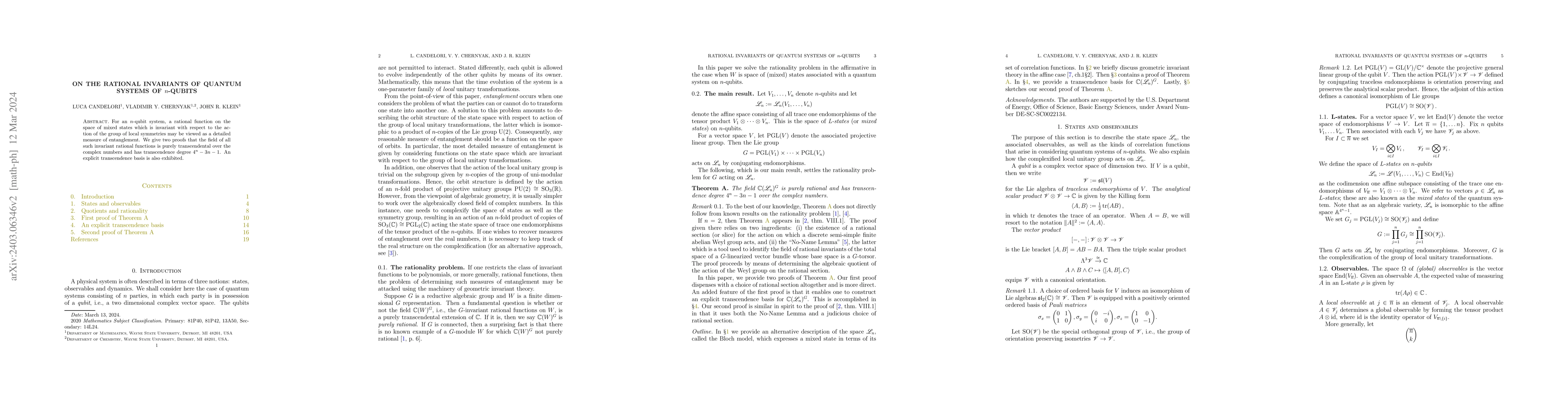 Thumbnail for On the rational invariants of quantum systems of $n$-qubits