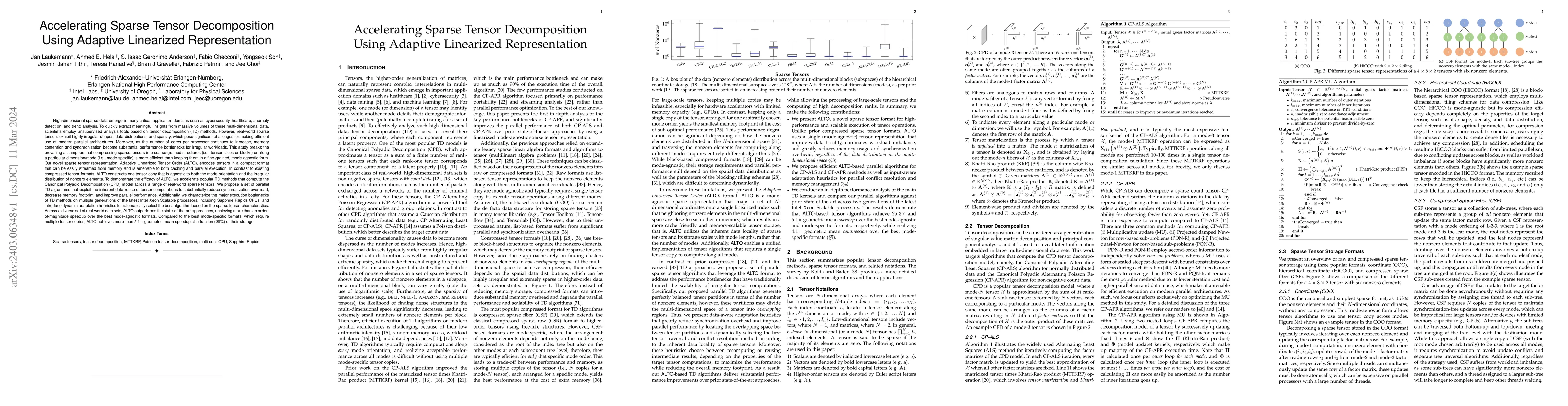 Thumbnail for Accelerating Sparse Tensor Decomposition Using Adaptive Linearized
  Representation