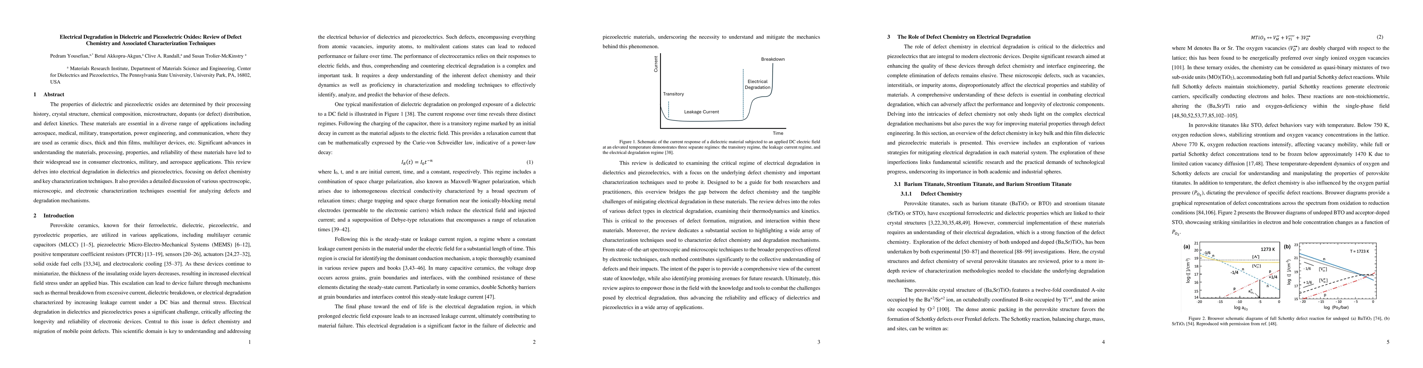 Thumbnail for Electrical Degradation in Dielectric and Piezoelectric Oxides: Review of
  Defect Chemistry and Associated Characterization Techniques