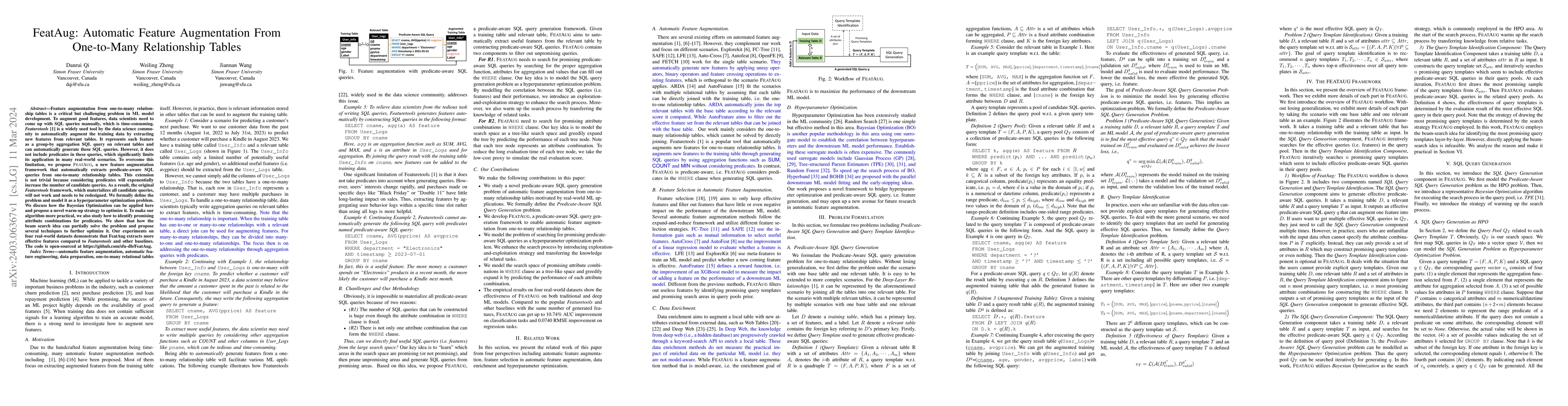 Thumbnail for FeatAug: Automatic Feature Augmentation From One-to-Many Relationship
  Tables