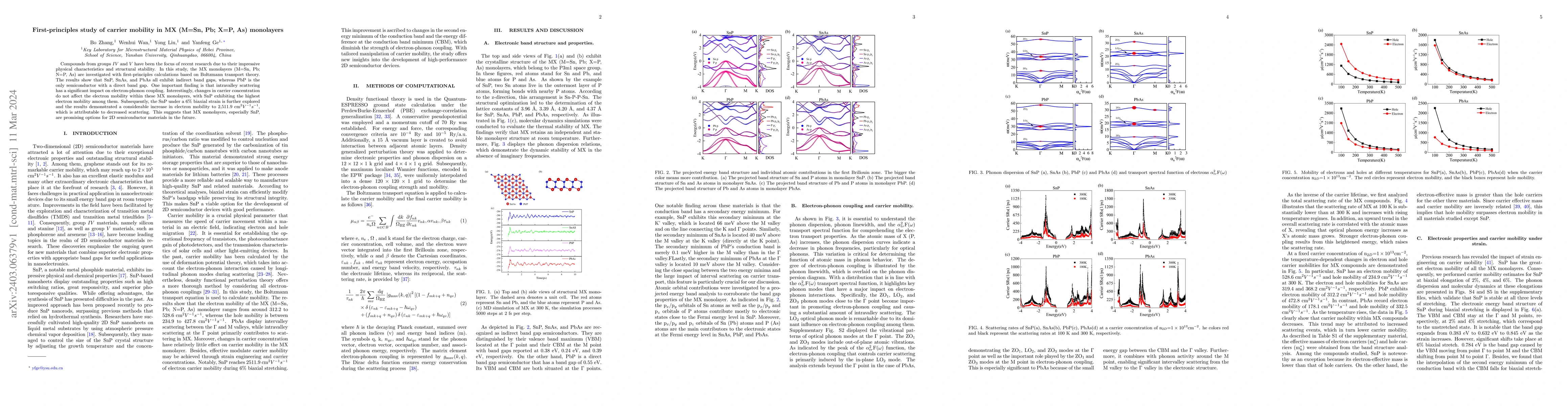 Thumbnail for First-principles Study of Carrier Mobility in MX (M=Sn, Pb; X=P, As)
  Monolayers