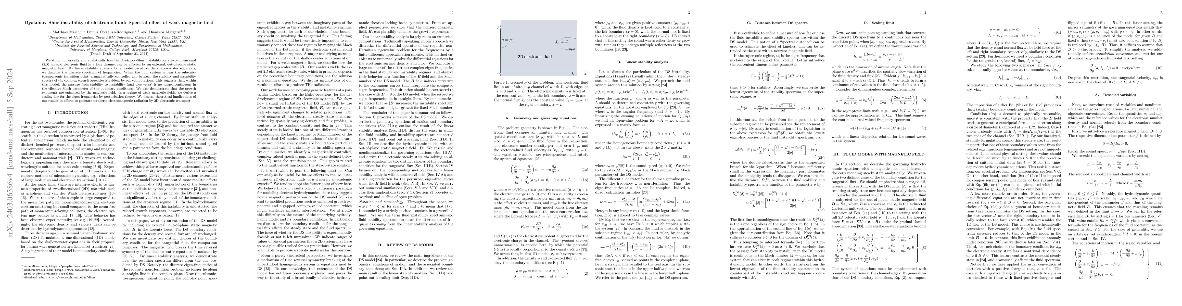 Thumbnail for Dyakonov-Shur instability of electronic fluid: Spectral effect of weak
  magnetic field