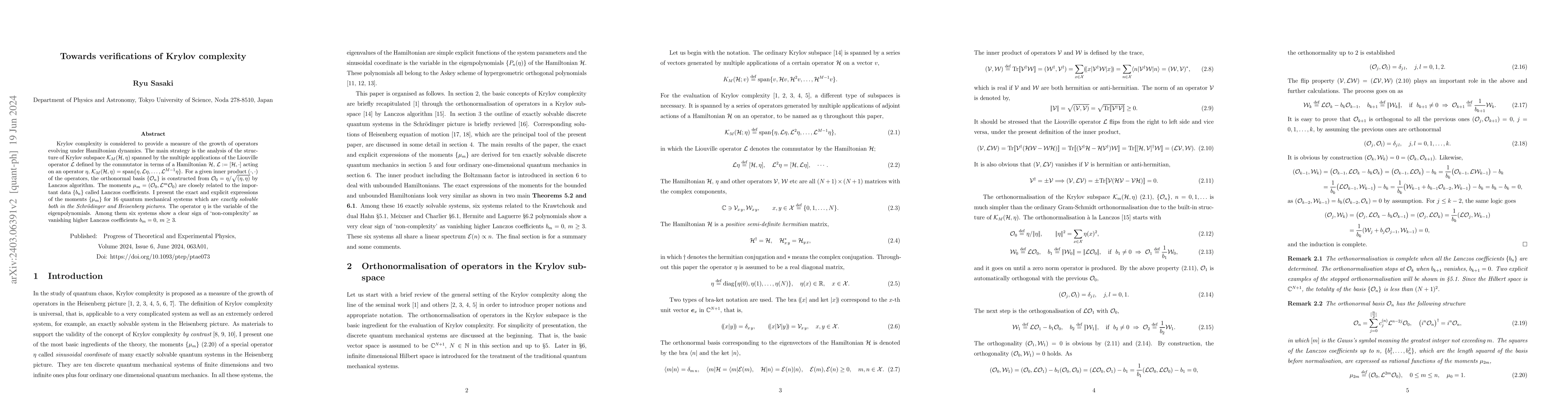 Thumbnail for Towards verifications of Krylov complexity