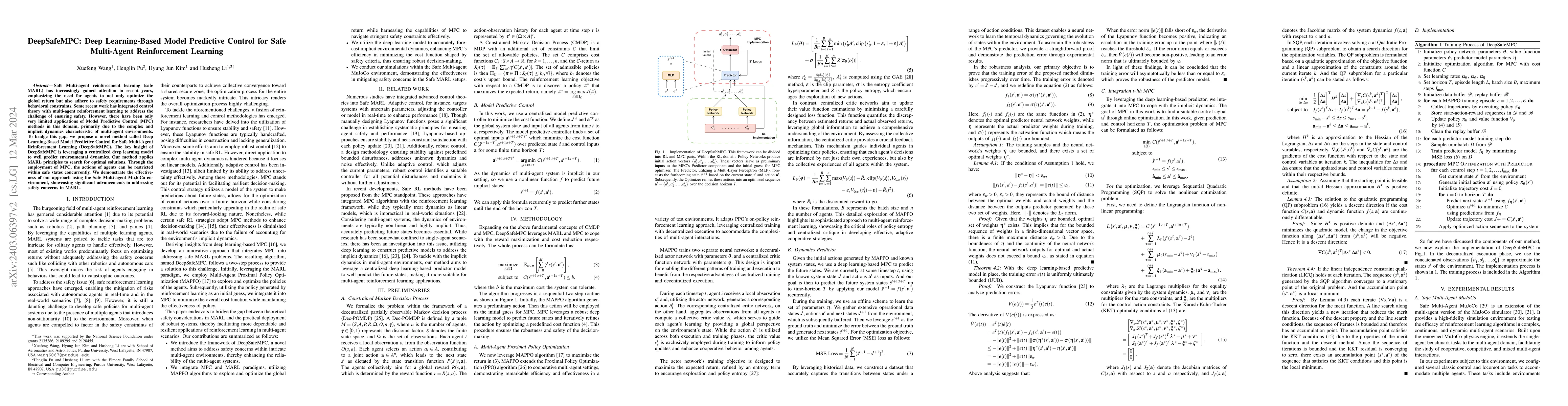 Thumbnail for DeepSafeMPC: Deep Learning-Based Model Predictive Control for Safe
  Multi-Agent Reinforcement Learning