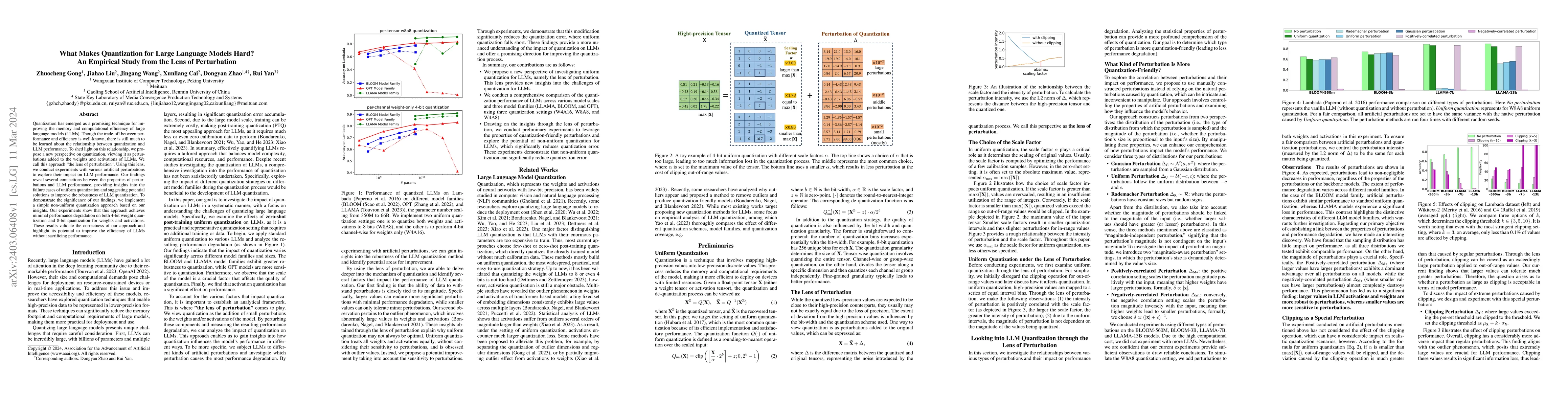 Thumbnail for What Makes Quantization for Large Language Models Hard? An Empirical
  Study from the Lens of Perturbation