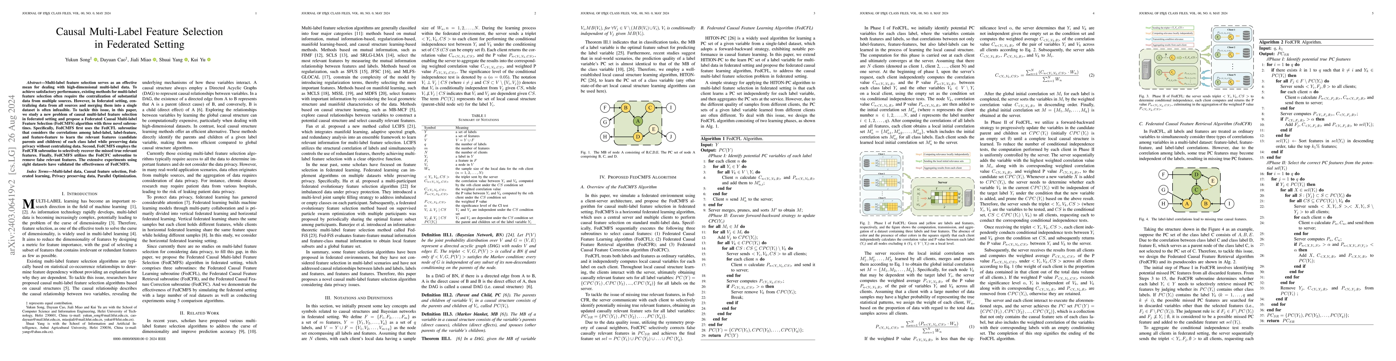 Thumbnail for Causal Multi-Label Feature Selection in Federated Setting