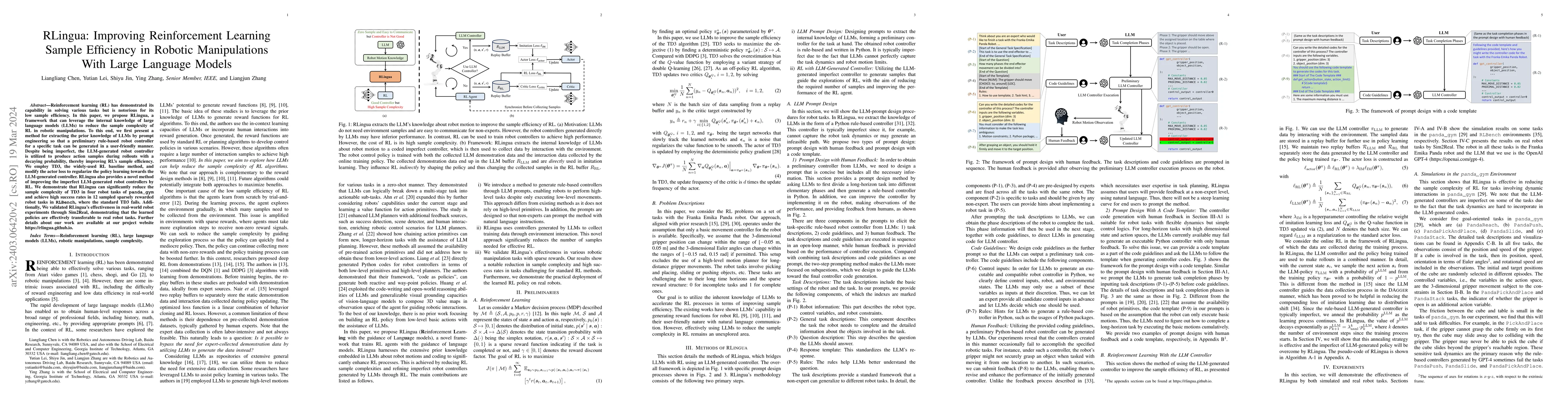 Thumbnail for RLingua: Improving Reinforcement Learning Sample Efficiency in Robotic
  Manipulations With Large Language Models