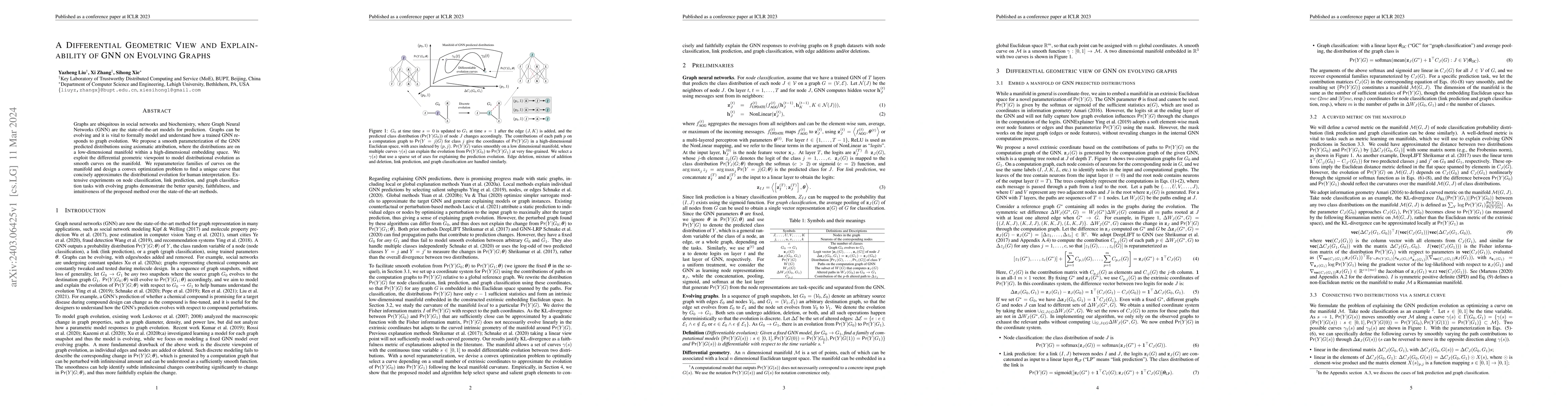 Thumbnail for A Differential Geometric View and Explainability of GNN on Evolving
  Graphs