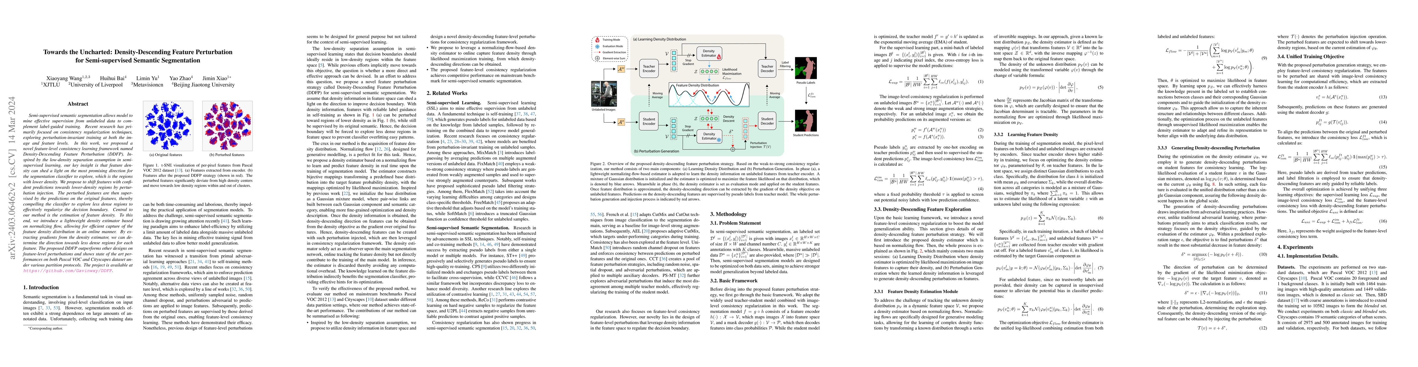 Thumbnail for Towards the Uncharted: Density-Descending Feature Perturbation for
  Semi-supervised Semantic Segmentation