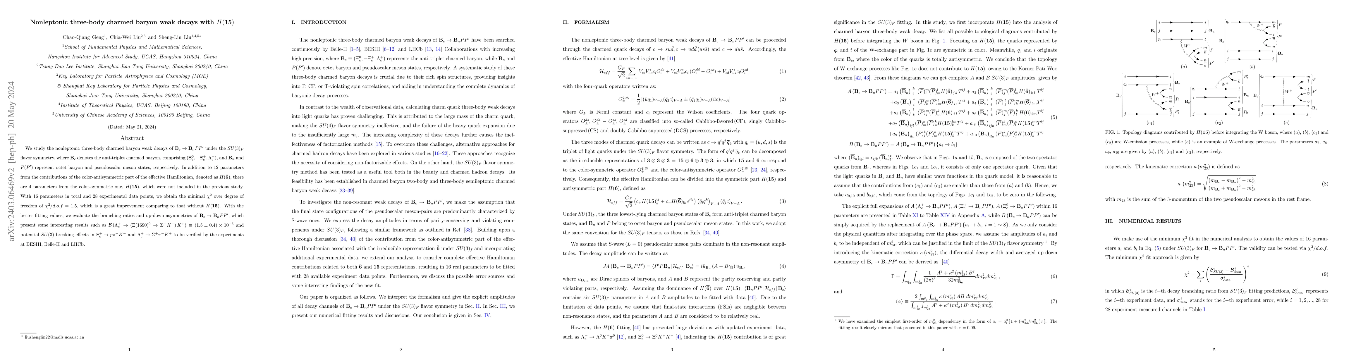 Thumbnail for Nonleptonic three-body charmed baryon weak decays with H(15)