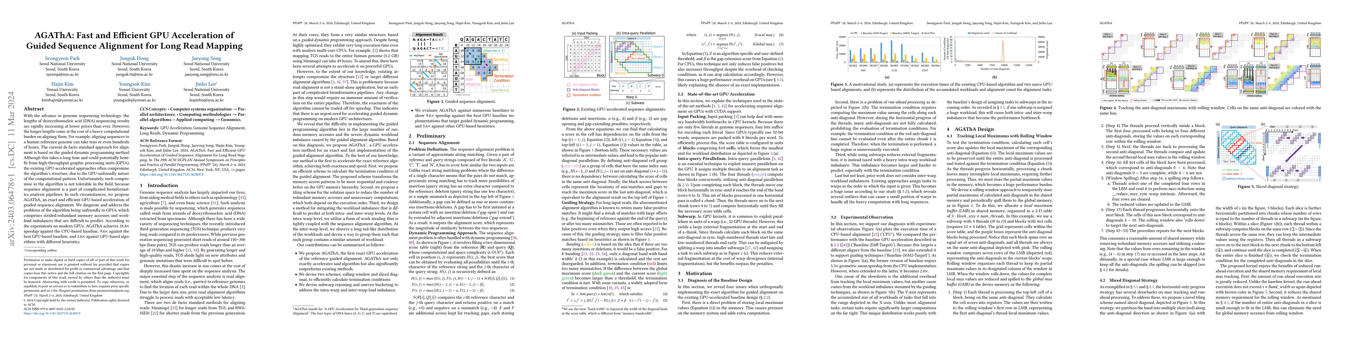 Thumbnail for AGAThA: Fast and Efficient GPU Acceleration of Guided Sequence Alignment
  for Long Read Mapping