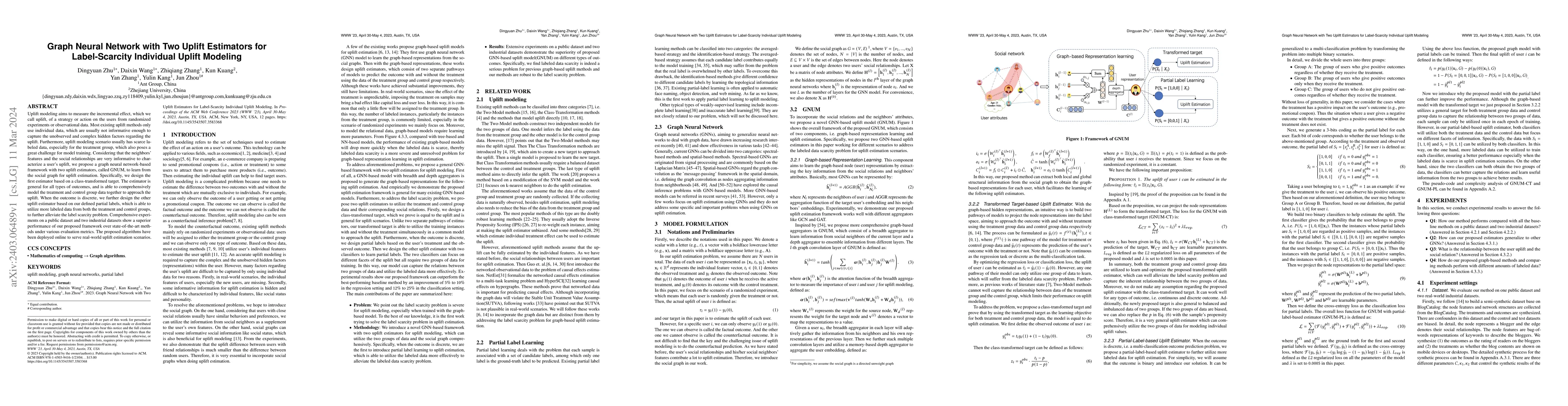 Thumbnail for Graph Neural Network with Two Uplift Estimators for Label-Scarcity
  Individual Uplift Modeling