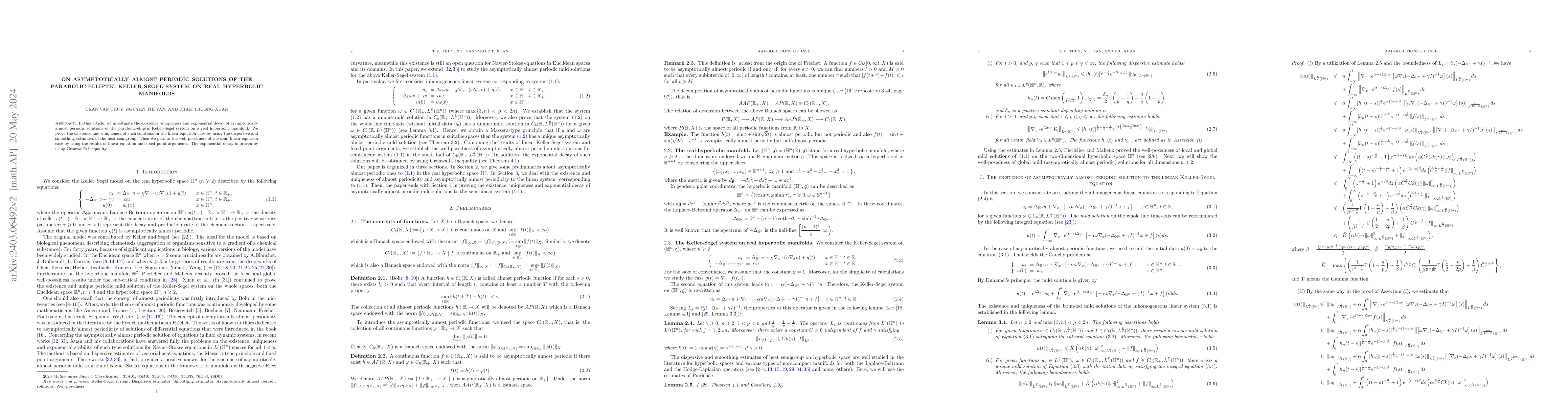 Thumbnail for On Asymptotically Almost Periodic Solutions of the parabolic-elliptic
  Keller-Segel system on real hyperbolic Manifolds