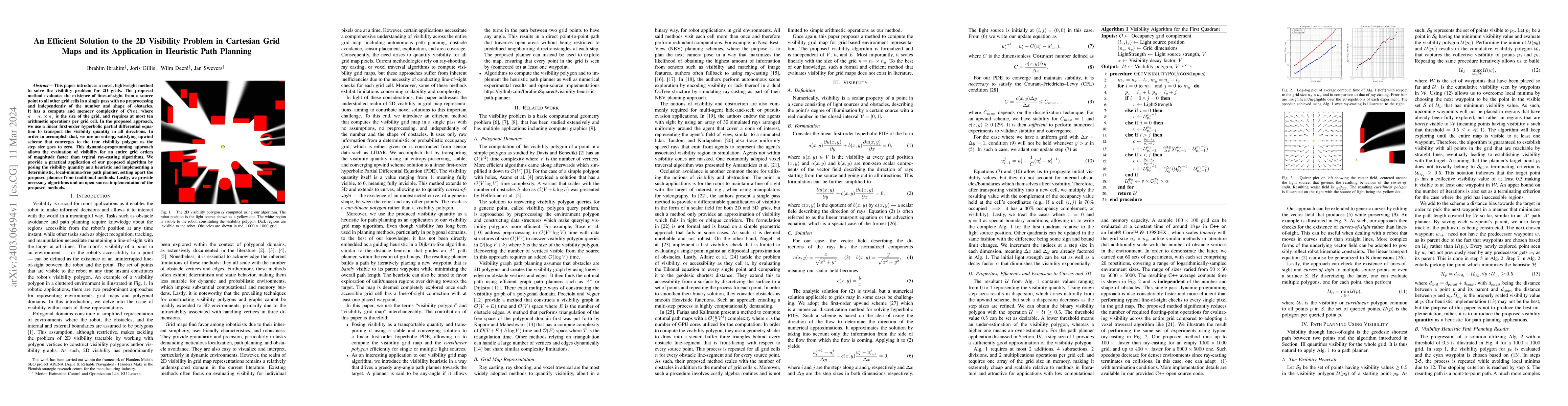 Thumbnail for An Efficient Solution to the 2D Visibility Problem in Cartesian Grid
  Maps and its Application in Heuristic Path Planning