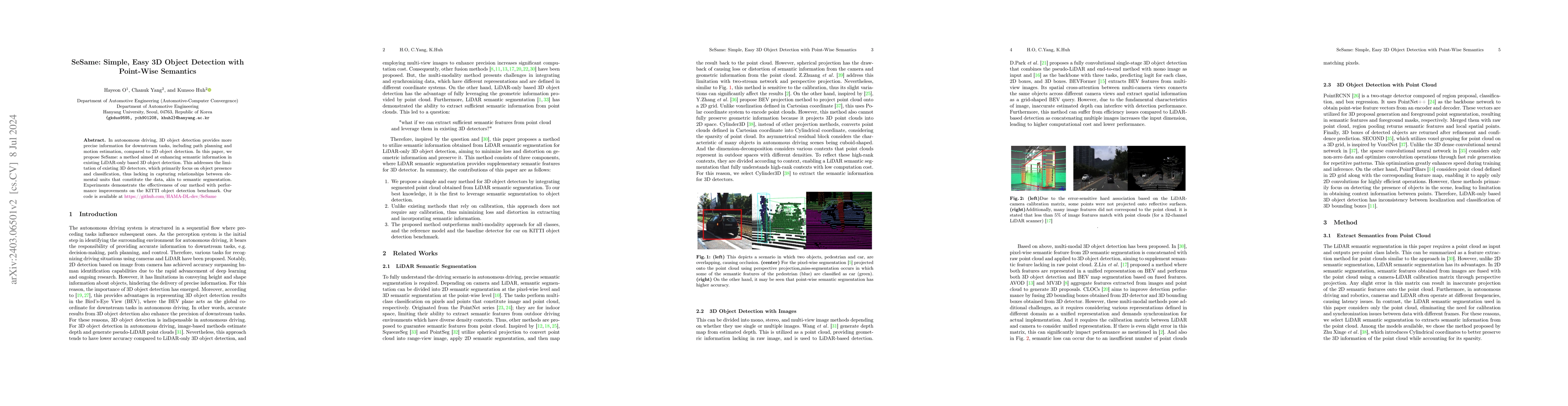 Thumbnail for SeSame: Simple, Easy 3D Object Detection with Point-Wise Semantics