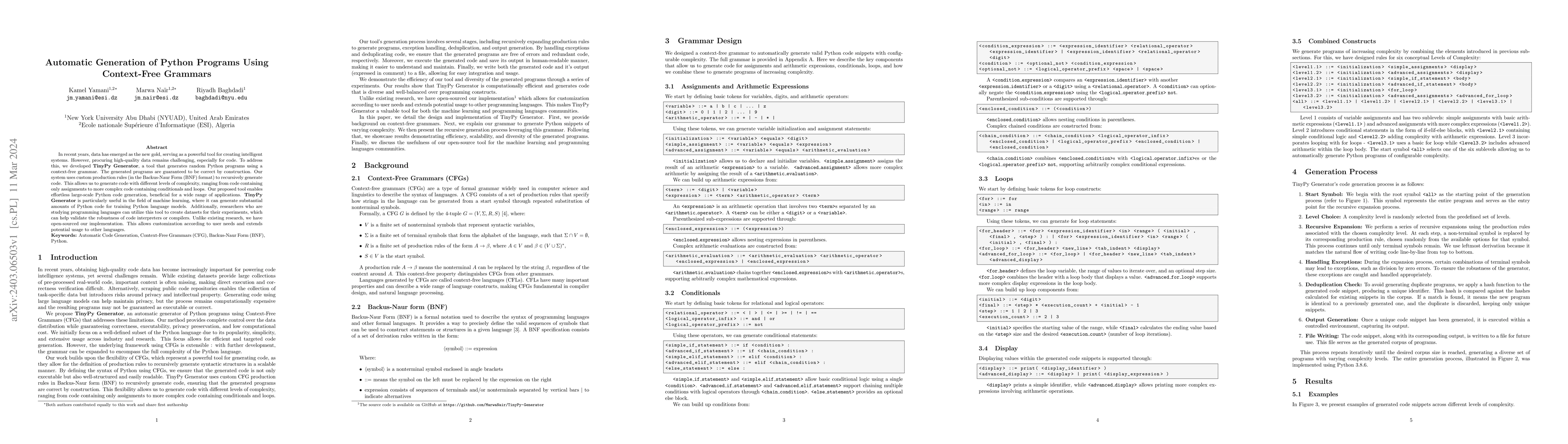 Thumbnail for Automatic Generation of Python Programs Using Context-Free Grammars