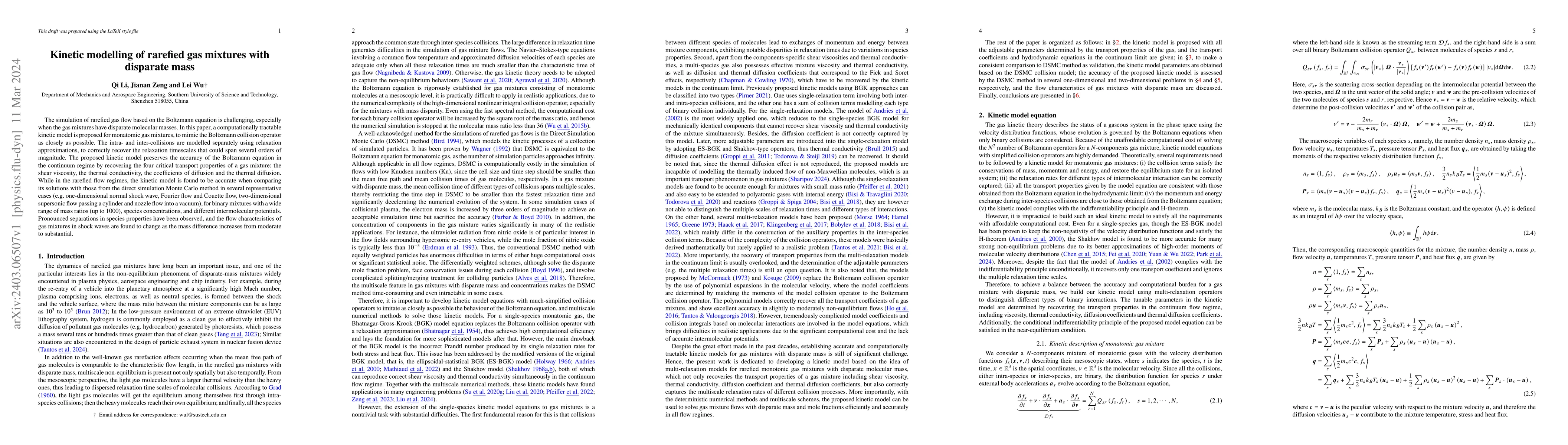 Thumbnail for Kinetic modelling of rarefied gas mixtures with disparate mass