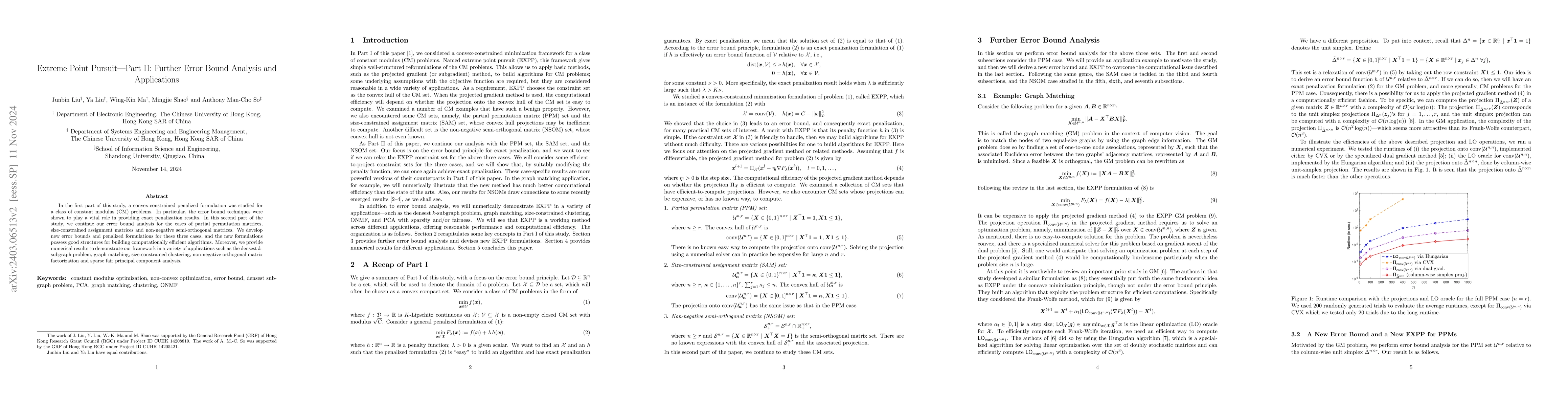 Thumbnail for Extreme Point Pursuit -- Part II: Further Error Bound Analysis and
  Applications